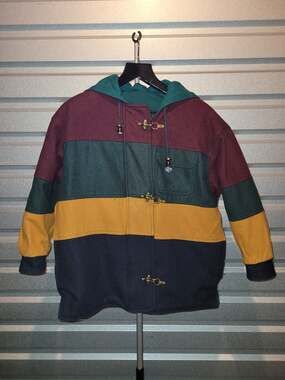 Braetan Reversible Colorblock Wool Blend Hooded Jacket S